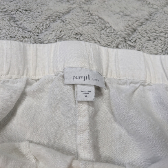 J. Jill Pants Women's XL White Linen Pure Pull On Rolled Cuffs High Rise Stretch - Picture 5 of 8